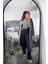 Kadın Düz V Yaka Crop Hırka Grey 6