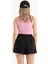 Kadın Halter Boyun Kesik Detaylı Crop Tank Top Pink 6
