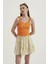 Kadın V Yaka Fermuarlı Crop Top Orange 8