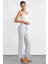 Kadın Rahat Lastikli Bel Jersey Pantolon Açık Gri 8