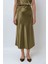 Kadın Yüksek Bel Saten Midi Etek Green 8