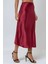 Kadın Yüksek Bel Saten Midi Etek Red 6
