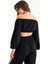 Kadın 2 Parça: Off Shoulder Balon Kollu Crop Top & Orta Yüksek Bel Düz Bacak Pantolon Black 9