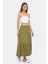 Kadın Elastik Bel Detaylı Katmanlı Maxi Etek Yeşil 10