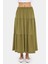 Kadın Elastik Bel Detaylı Katmanlı Maxi Etek Yeşil 11