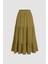 Kadın Elastik Bel Detaylı Katmanlı Maxi Etek Yeşil 14