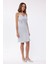 Kadın Satenden, Kolsuz, A-Line Mini Elbise Grey 6