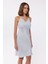 Kadın Satenden, Kolsuz, A-Line Mini Elbise Grey 8