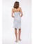 Kadın Satenden, Kolsuz, A-Line Mini Elbise Grey 10
