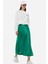 Kadın Yüksek Bel Saten Midi Etek Green 8