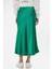 Kadın Yüksek Bel Saten Midi Etek Green 10