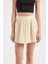 Kadın Yüksek Bel Büzgülü Mini Etek Natural 9