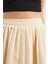 Kadın Yüksek Bel Büzgülü Mini Etek Natural 10