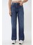 Kadın Yüksek Bel Straight Kot Pantolon Orta Mavi Denim 8