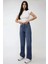 Kadın Yüksek Bel Straight Kot Pantolon Orta Mavi Denim 10