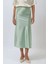 Kadın Yüksek Bel Saten Midi Etek Green 7