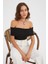 Kadın Omuz Dışı Toplama Askılı Vücut Çorap Üst Black 7