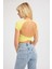 Kadın Yuvarlak Yaka Çapraz Arka Kısa Kollu Crop Top Yellow 6