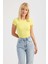 Kadın Yuvarlak Yaka Çapraz Arka Kısa Kollu Crop Top Yellow 9