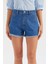 Kadın Koyu Renk Yüksek Bel Denim Şort Blue 8