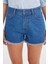 Kadın Koyu Renk Yüksek Bel Denim Şort Blue 10