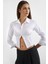 Kadın Korseli Kemer Uzun Kollu Kırpılmış Gömlek White 6
