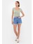 Kadın Yuvarlak Yaka Crop Top Green 7