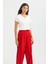 Kadın Kamaları Düz Yaka Rahat T-shirt White 10