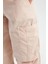 Kadın Orta Bel Fermuarlı Cargo Pantolon Pink 11