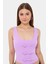 Kadın Yırtmaç Detaylı Askısız Vücut Şekillendirici Üst Purple 9
