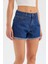 Kadın Koyu Renk Yüksek Bel Denim Şort Denim 7