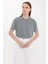 Kadın Gündelik Düz Bisiklet Yaka Tişört Grey 6