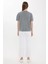 Kadın Gündelik Düz Bisiklet Yaka Tişört Grey 10