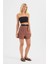 Kadın Pamuklu Yüksek Bel Cep Detaylı Şortlar Brown 6