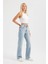 Kadın Yüksek Bel Straight Kot Pantolon Denim 8