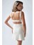 Kadın Kırışıklıklı Kare Yaka Mini Elbise White 14