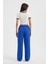 Kadın Yüksek Bel Geniş Paça Pantolon Kobalt Mavisi 9