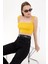 Kadın Kare Yaka Kolsuz Crop Top Yellow 6