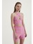 Kadın Sırtı Kesik Halter Crop Top Pink 6