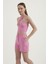 Kadın Sırtı Kesik Halter Crop Top Pink 7