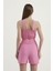 Kadın Sırtı Kesik Halter Crop Top Pink 8