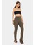 Kadın Yüksek Bel Slim Fit Pantolon - Fermuarlı Kapanış Brown 8