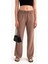 Kadın Yüksek Bel Bağcıklı Düz Bacak Pantolonlar Mocha Kahvesi 7