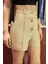 Kadın Yüksek Bel Düğmeli Şortlar Natural 9
