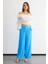 Kadın Yüksek Bel Geniş Paça Pantolon Blue 8