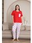 %100 Pamuk Büyük Beden 3 Parça Kadın Pijama Takımı 5