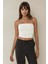 Kadın Askısız Drapeli Crop Top White 10