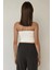 Kadın Askısız Drapeli Crop Top White 14