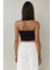 Kadın Askısız Drapeli Crop Top Black 14