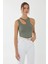 Kadın Asimetrik Yaka Crop Top Yeşil 6